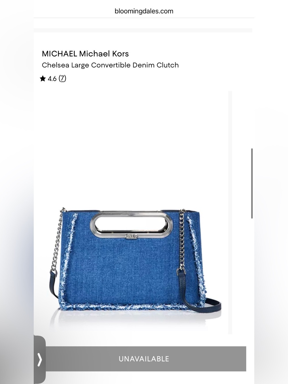NWOT Michael Michael Kors Chelsea Large Convertible Denim Clutch - Picture 11 of 11
